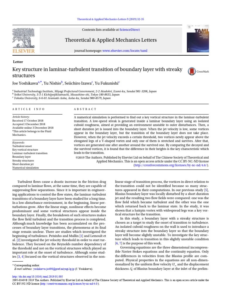 Key Structure In Laminar-Turbulent Transition Of Boundary Layer With ...