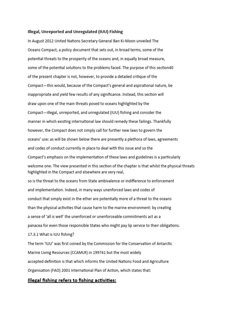 Illegal Unreported And Unregulated Fishing IUU | PDF