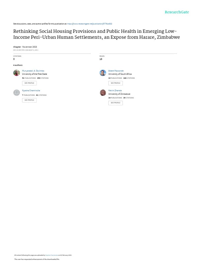 Rethinking Social Housing Provisions And Public Health In Emerging Low-Income Peri-Urban Human ...