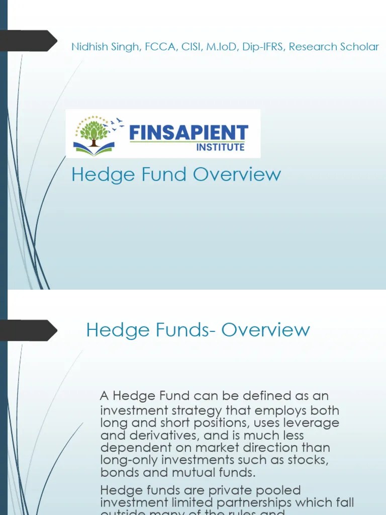 Hedge Fund Overview V1 | PDF | Arbitrage | Hedge Fund