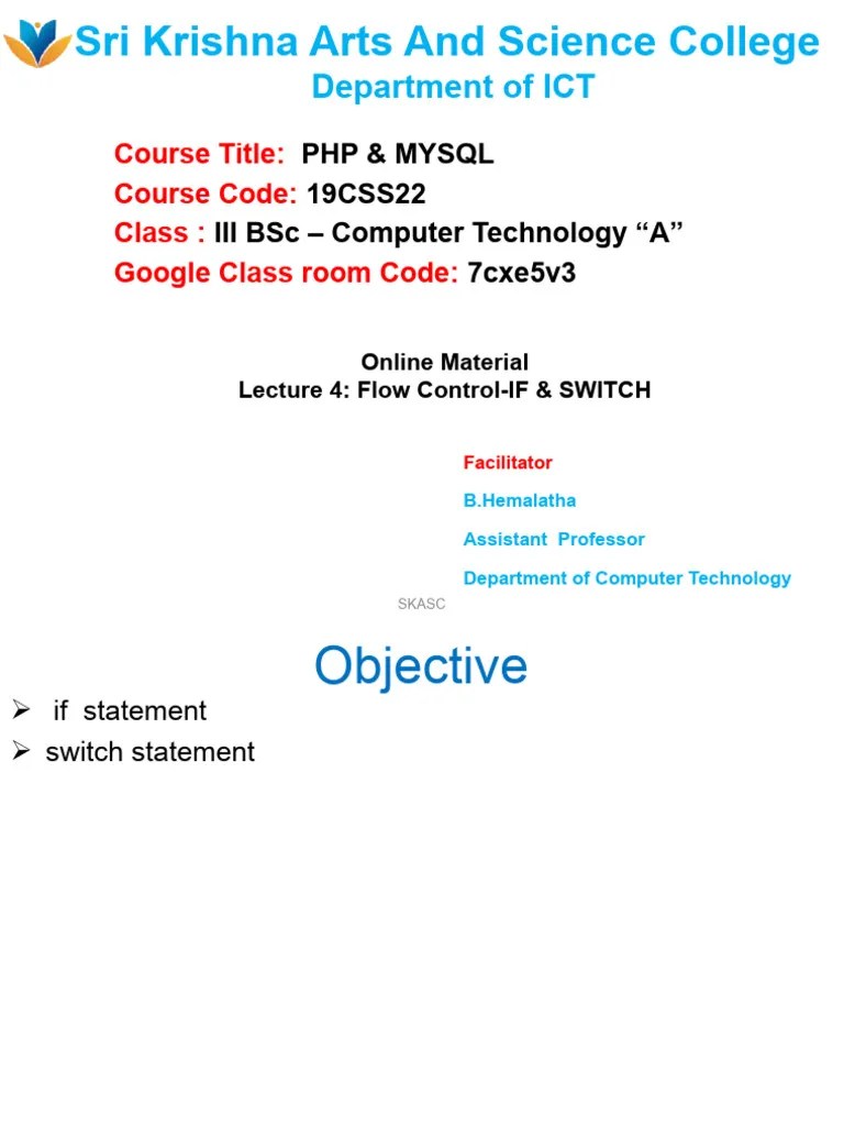 LECTURE 4-Flow Control-IF & Switch | PDF | Grammar | Control Flow