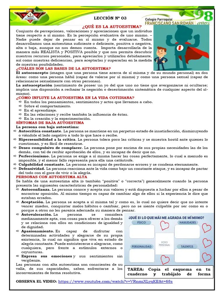 Que Es La Autoestima | Descargar Gratis PDF | Autoestima | Las Emociones