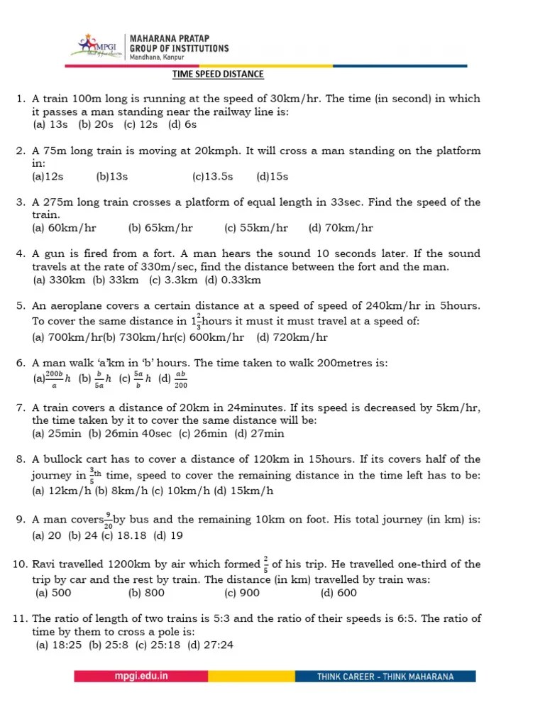 Time Speed Distance | PDF | Speed | Train