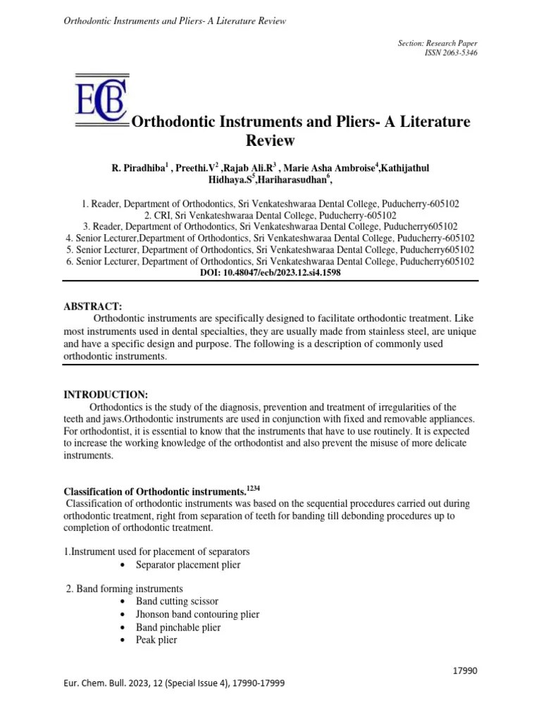 Orthodontic Instruments Classified | PDF | Orthodontics | Dentistry ...