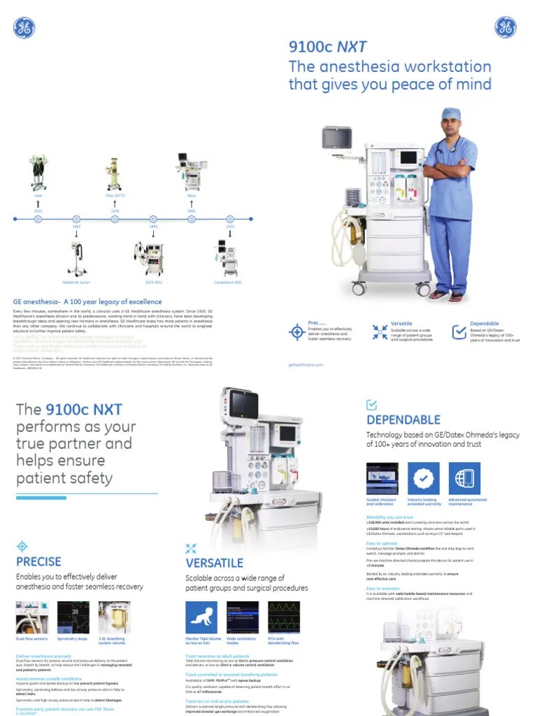 Brochure 9100c NXT | PDF | General Electric | Anesthesia