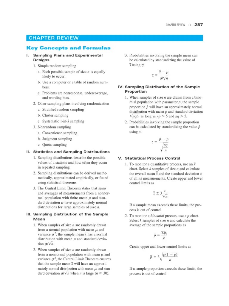 Lesson Review - Sampling And Sampling Distributions | PDF | Sampling ...