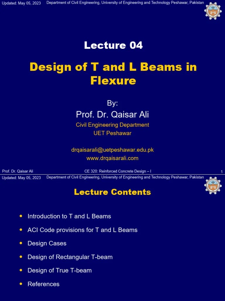 Lecture 04 Design Of T And L Section Beams In Flexure Updated 05 05 ...