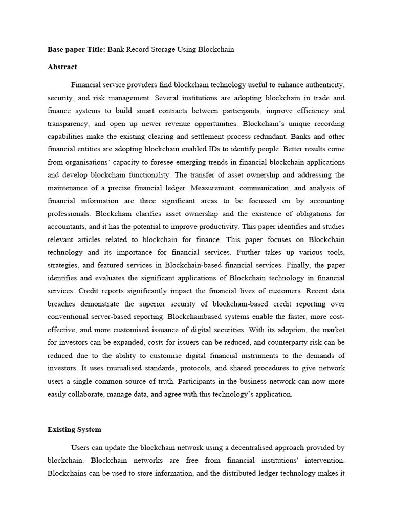 Bank Record Storage Using Blockchain | Download Free PDF | Computer Security | Security