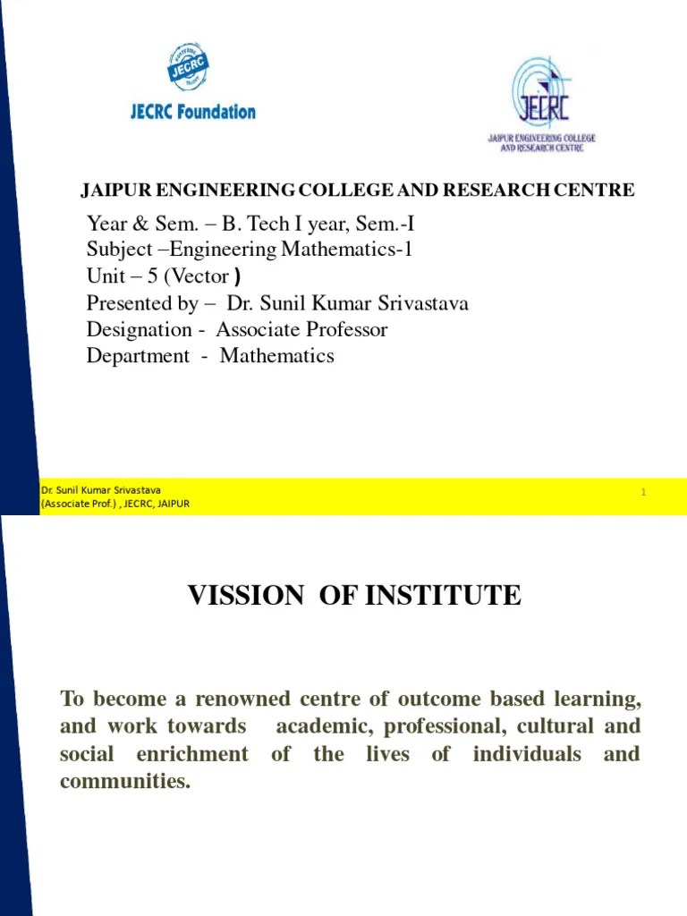 Unit 5 - Part-II Vector | PDF | Integral | Mathematical Concepts