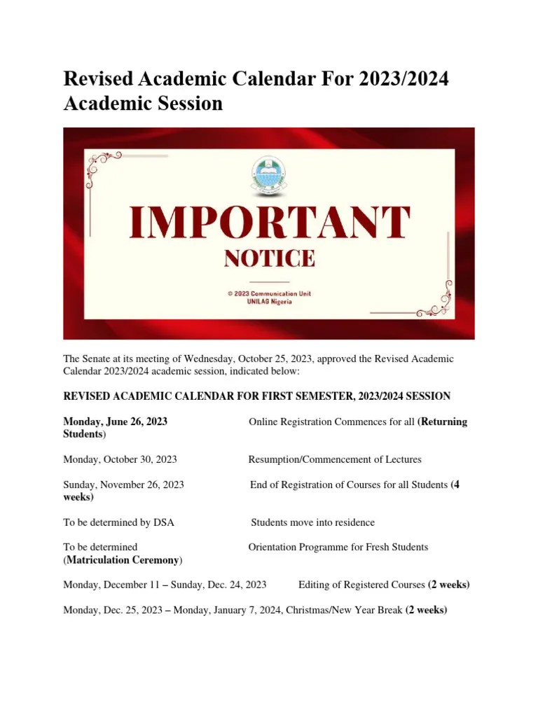 Revised Academic Calendar For 2023 | PDF | Academic Term | Academia