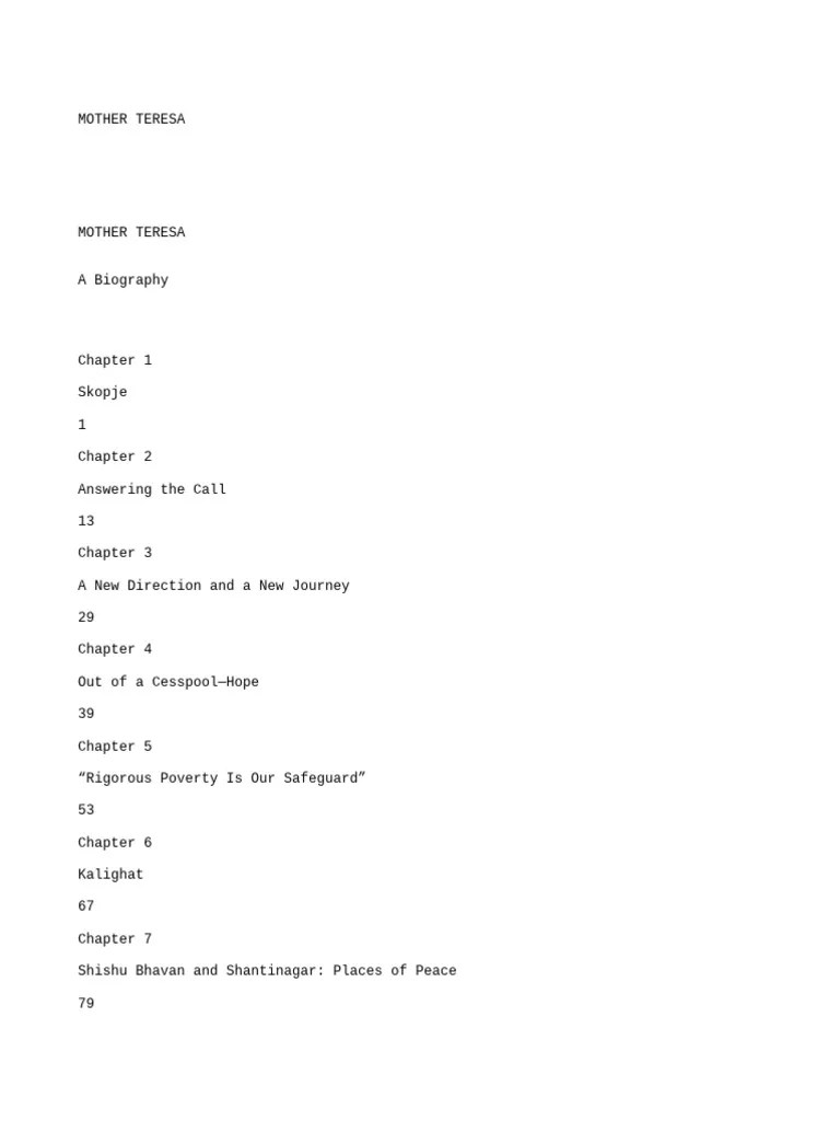 Mother Teresa Biography | PDF | Mother Teresa | Albanians