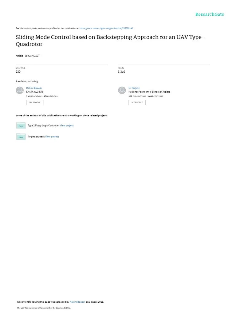 Sliding Mode Control Based On Backstepping Approach For An UAV Type ...
