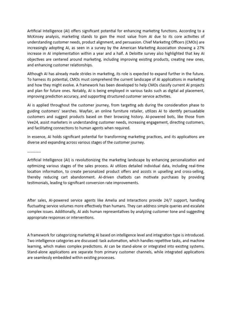 AI Enhancing Marketing Functions | PDF | Artificial Intelligence ...