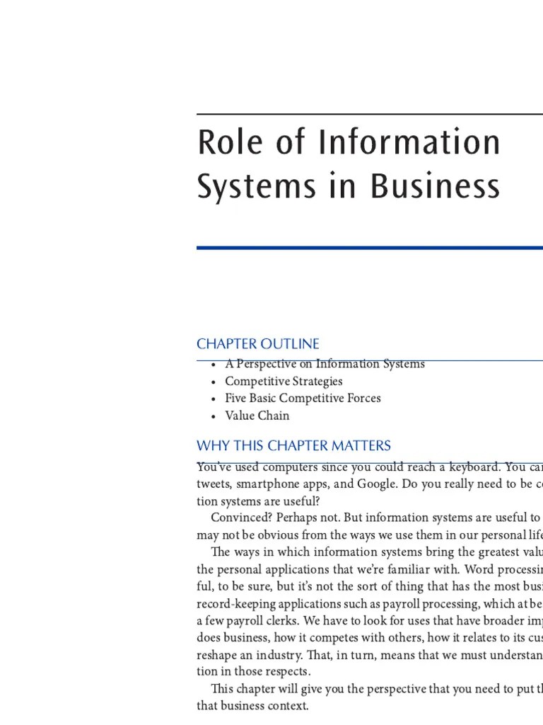 Chapter 2 - Role Of Information Systems In Business (1 - 6 ...