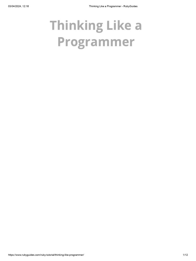 Thinking Like A Programmer - RubyGuides | PDF | String (Computer ...