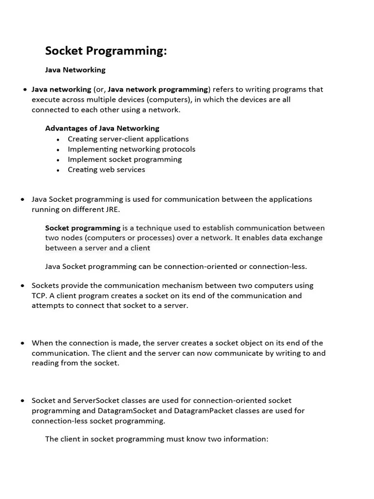Socket Programming | PDF | Network Socket | Port (Computer Networking)