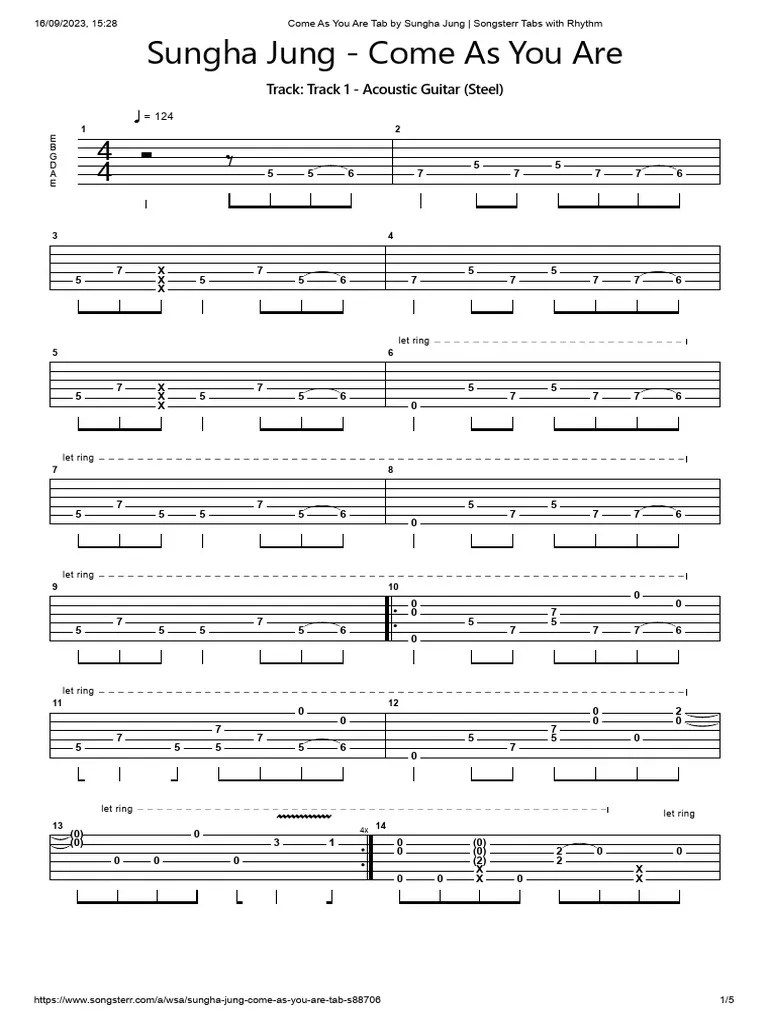 Come As You Are Tab By Sungha Jung | PDF | Musical Compositions | Musical Instruments