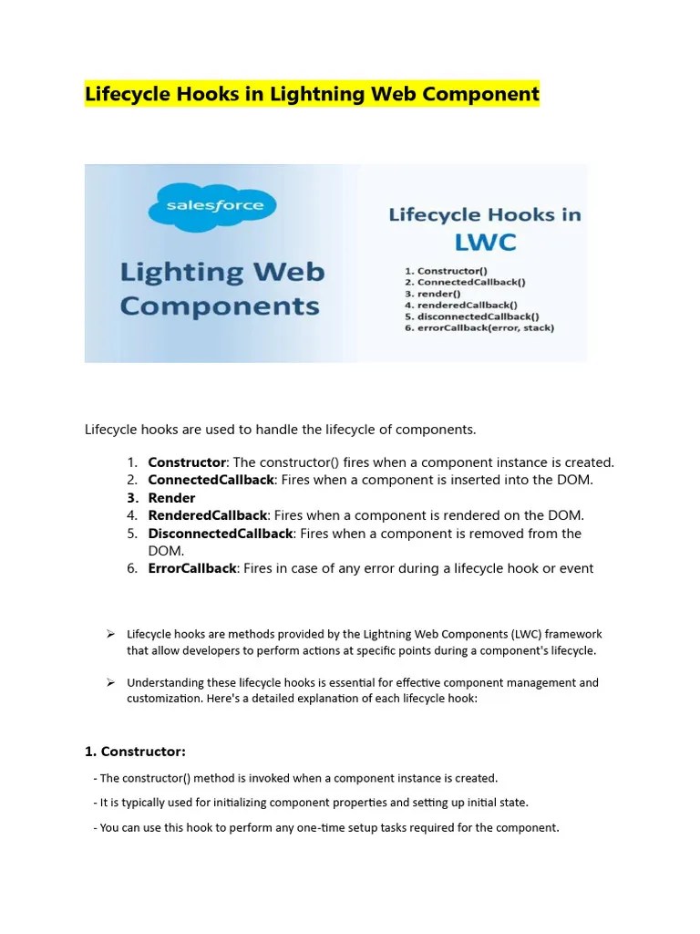Lifecycle Hooks In Lightning Web Component (LWC) | PDF | Document ...