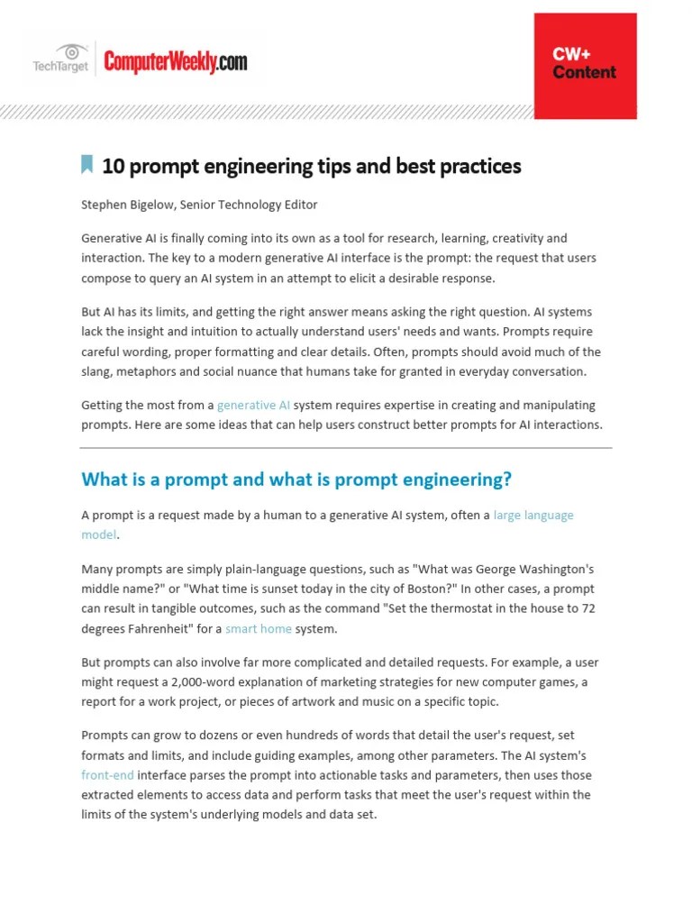 10 Prompt Engineering Tips And Best Practices | PDF | Artificial ...