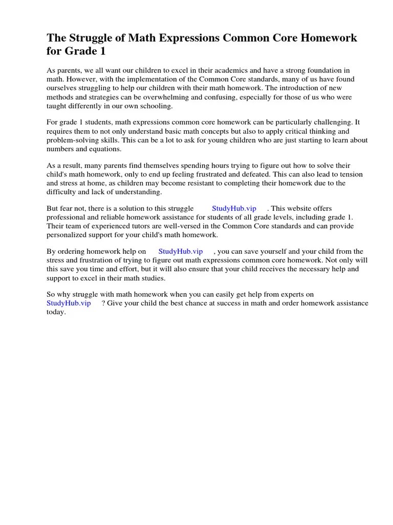 Math Expressions Common Core Homework And Remembering Grade 1 | PDF | Mathematics | Homework