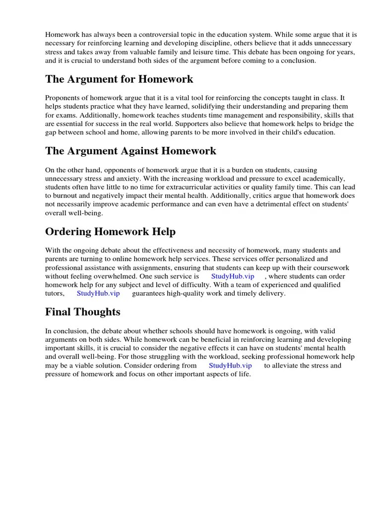 Should Schools Have Homework Debate | PDF | Homework | Teachers