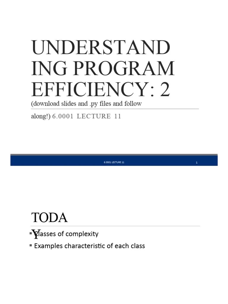 Lecture 11 | PDF | Time Complexity | Computer Programming