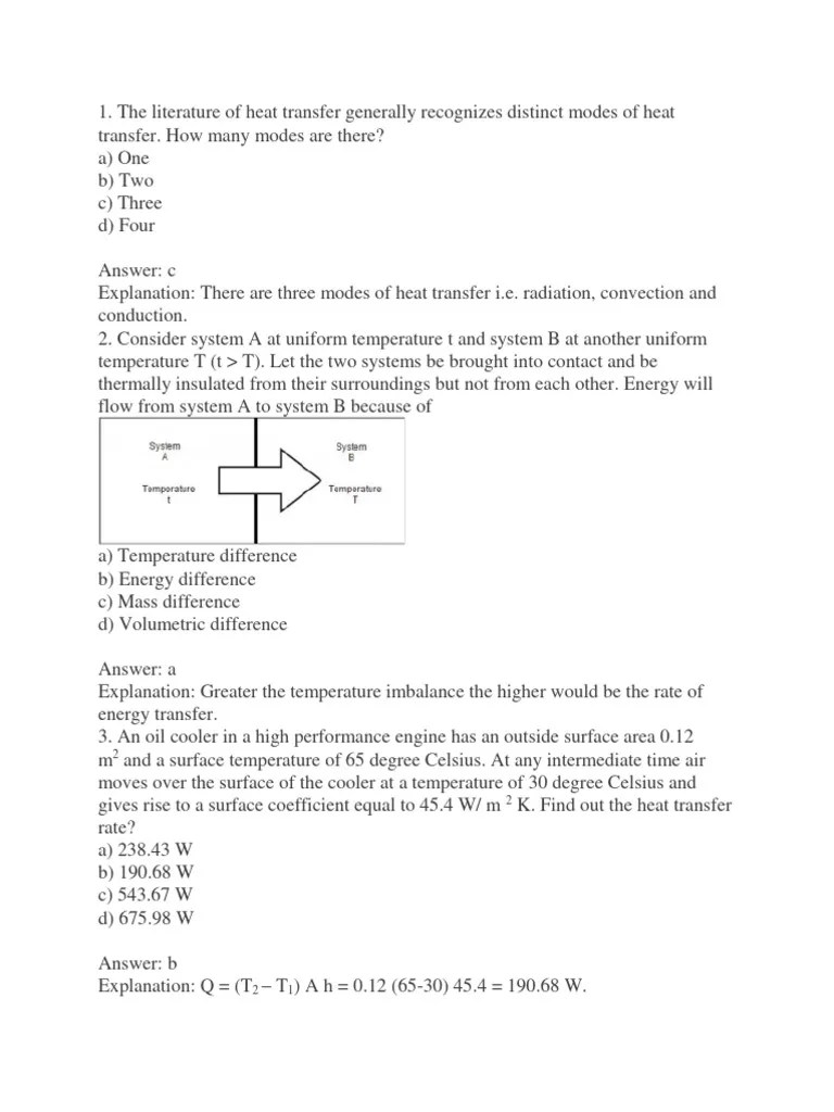 Heat Transfer MCQ | PDF | Heat Transfer | Thermal Conduction