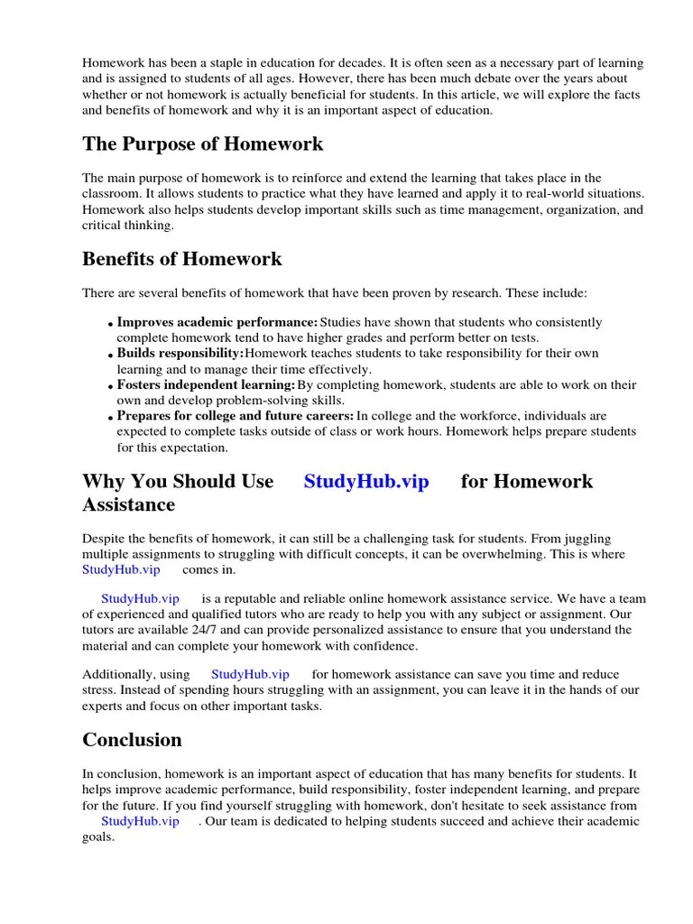 Why Is Homework Good Facts | Download Free PDF | Homework | Learning
