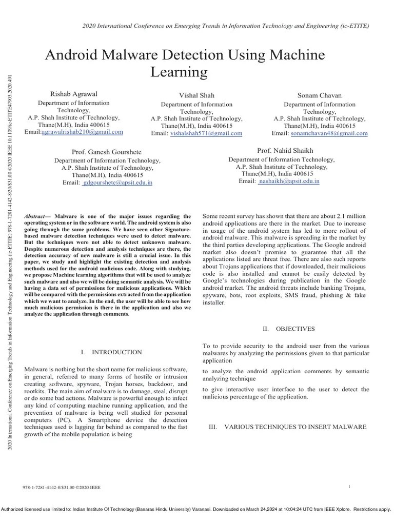 Android Malware Detection Using Machine Learning | PDF | Malware ...