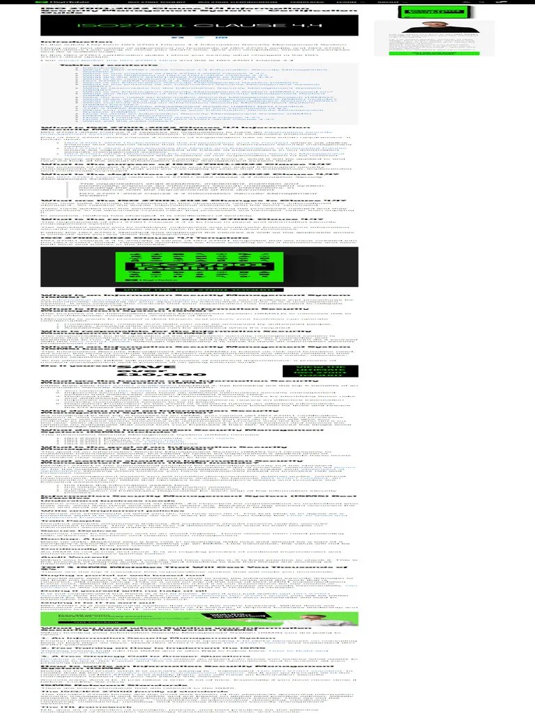 ISO 27001-2022 Clause 4.4 Information Security Management System | PDF
