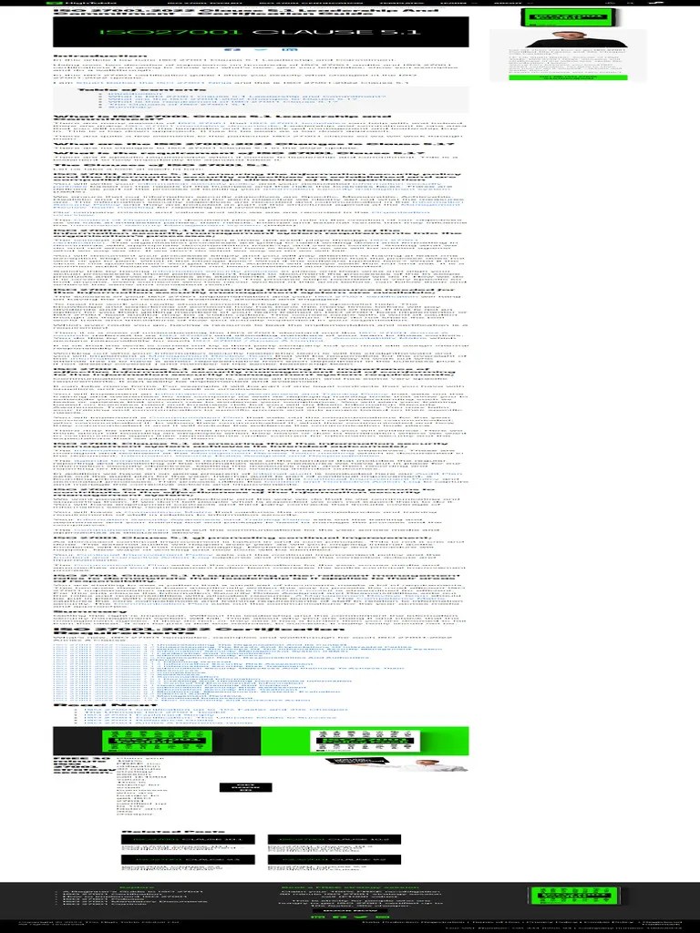 ISO 27001-2022 Clause 5.1 Leadership And Commitment | PDF