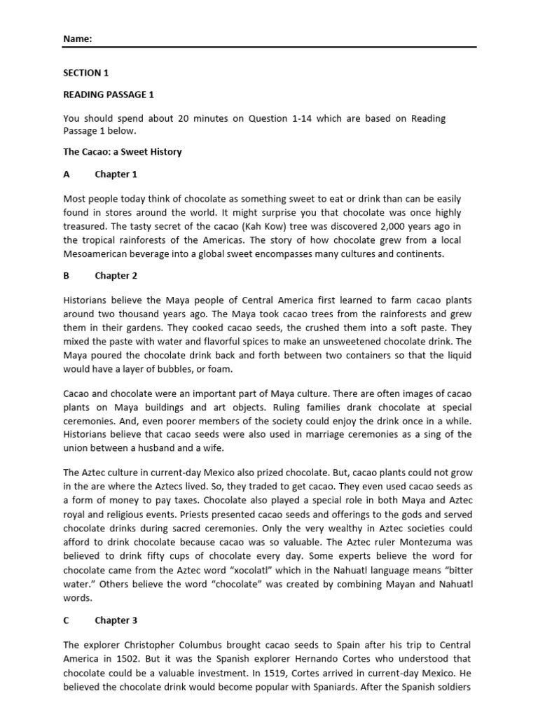 Ielts Reading | PDF | Cocoa Bean | Chocolate