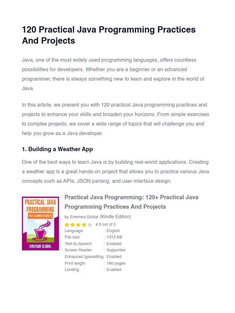 120 Practical Java Programming Practices And Projects | PDF | Computer ...