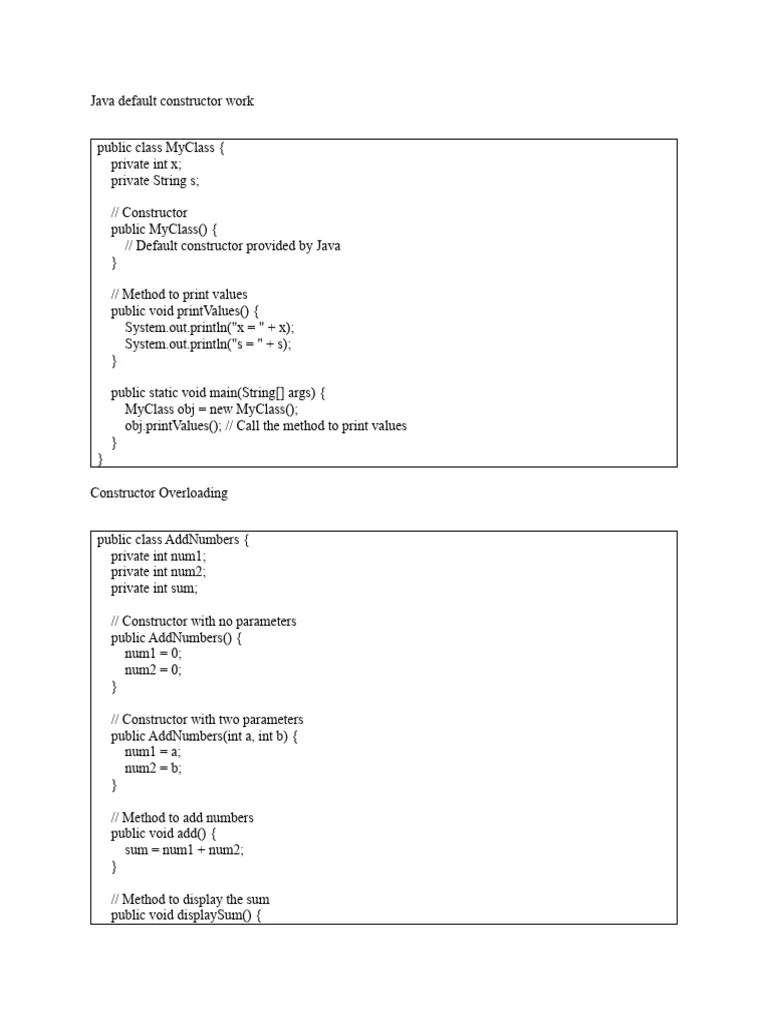 Default Constructor Code | PDF