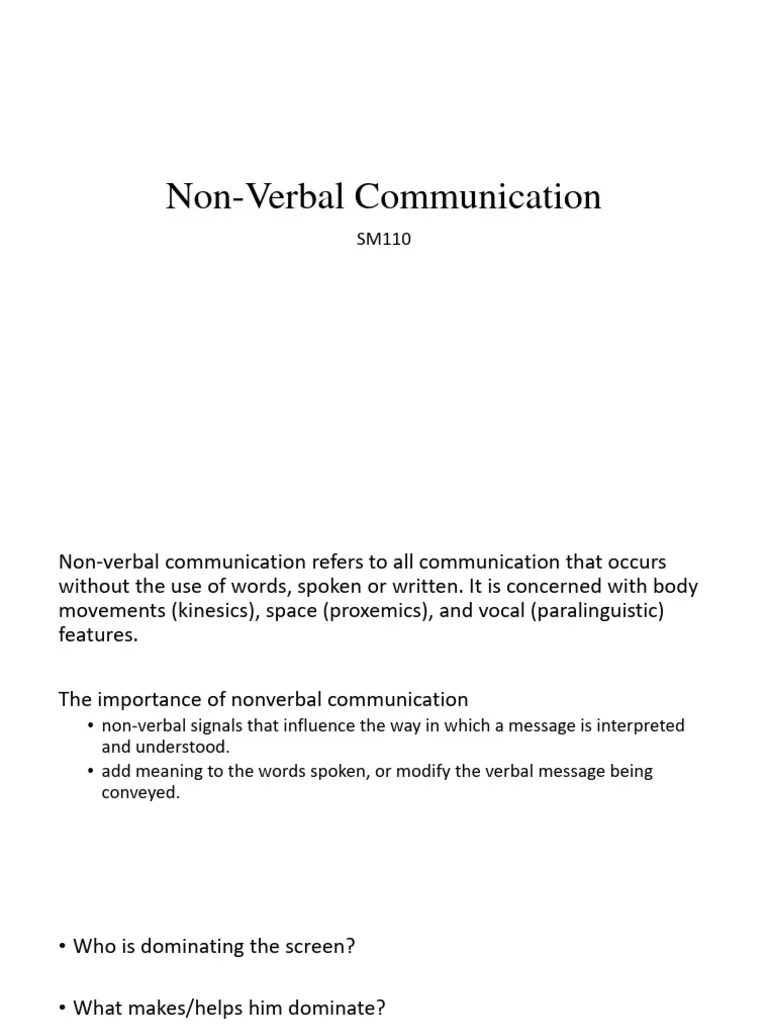 Session 4 Non-Verbal Communication | PDF | Nonverbal Communication ...