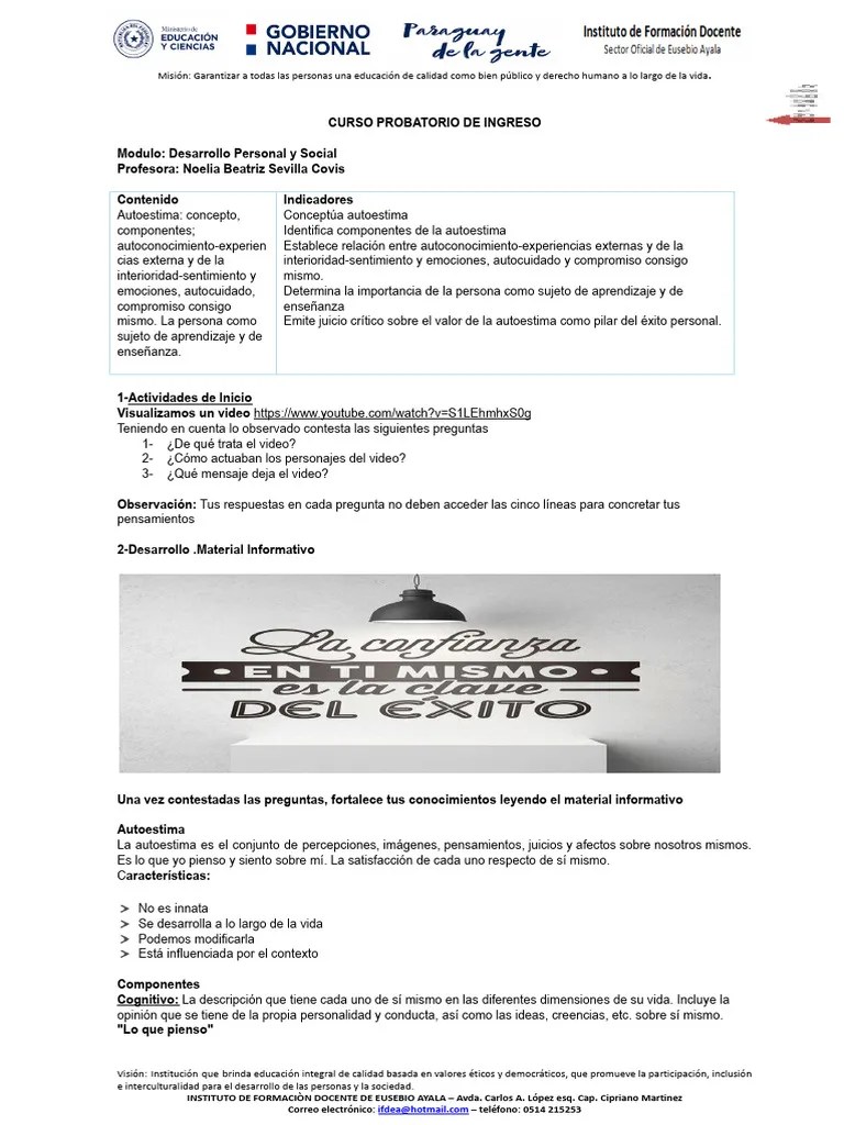 Clase 1 Autoestima | PDF | Autoestima | Las Emociones