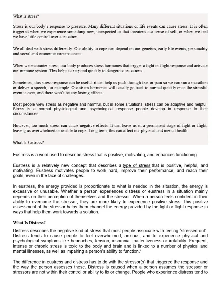 What Is Stress | PDF | Stress (Biology) | Relaxation (Psychology)