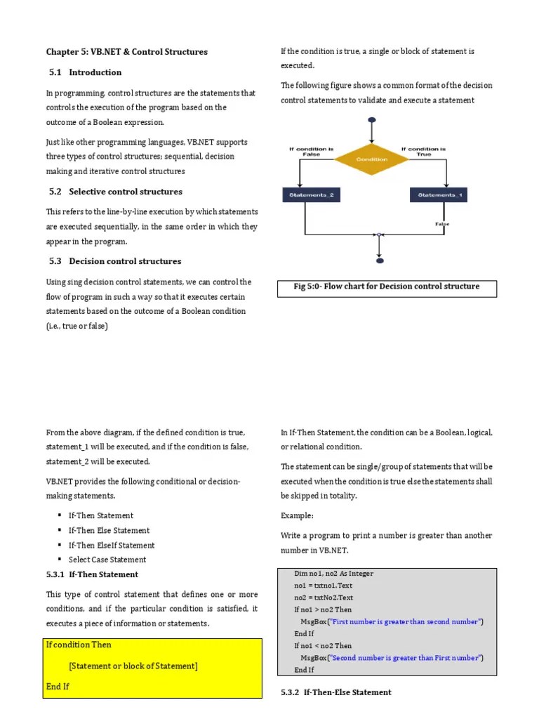 Chapter 4- VB.net Control Structures | PDF | Boolean Data Type ...