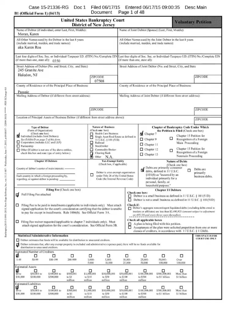Credit - Bankruptcy Papers - CoBorrower | PDF
