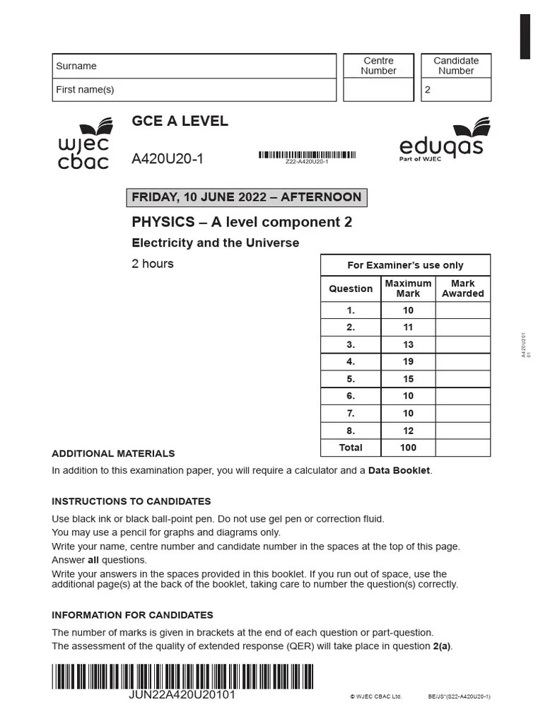 A-Level Paper 2 2022 | PDF | Stars | Mass