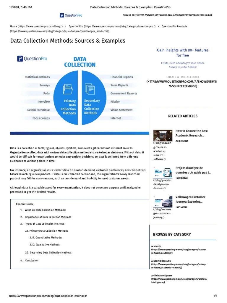 Data Collection Methods_ Sources & Examples _ QuestionPro | PDF