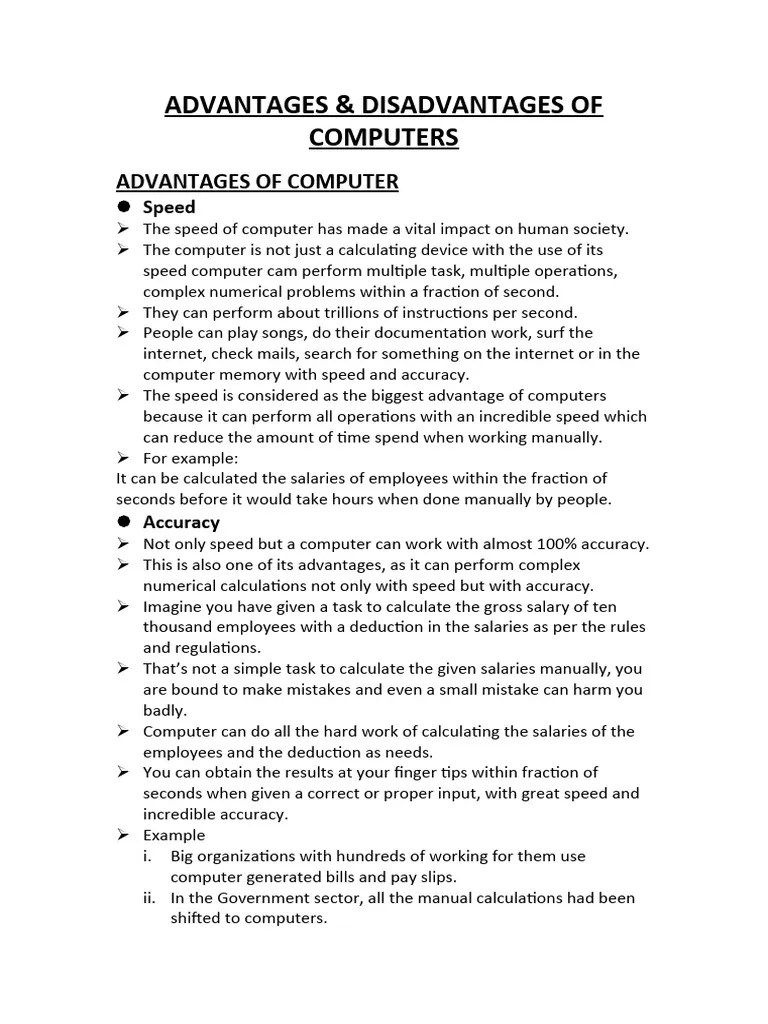 Advantages & Disadvantages Of Computers | Download Free PDF | Security ...
