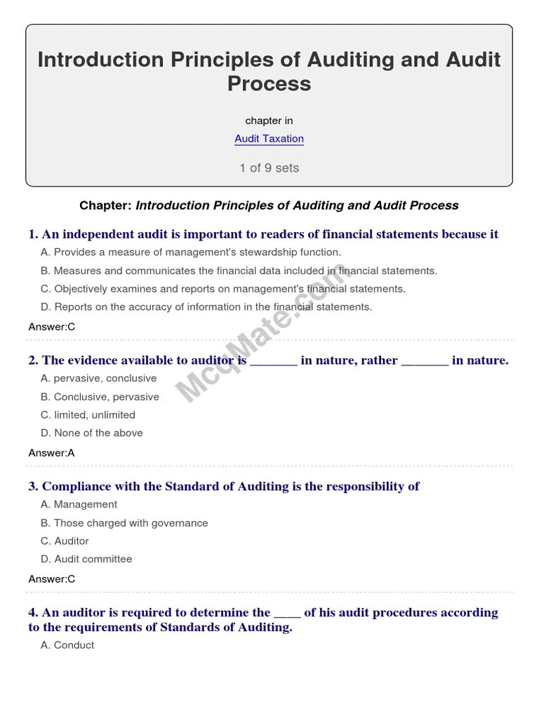 Introduction-Principles-Of-Auditing-And-Audit-Process-Audit-Taxation (Set 1) | PDF | Audit ...