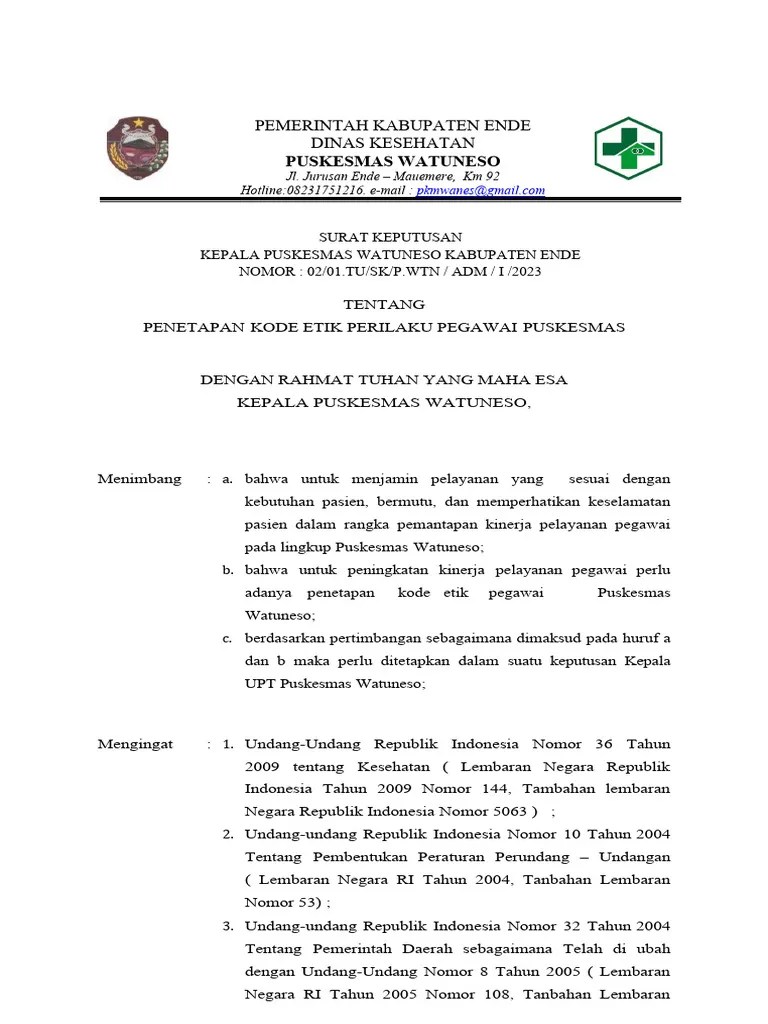 SK Kode Etik Pegawai | PDF