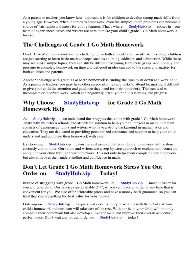 Go Math Homework Grade 1 Pdf Mathematics Worksheet