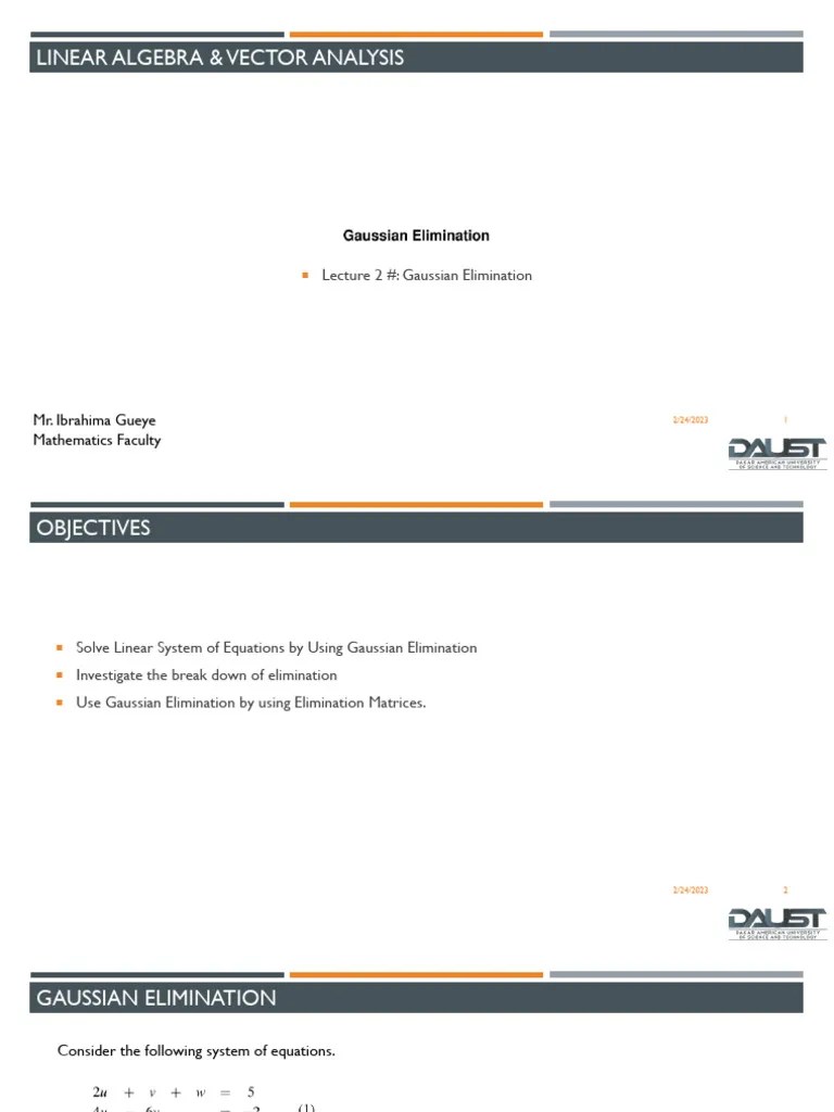 Lecture_2_Gaussian_Elimination | PDF | Matrix (Mathematics) | Mathematical Concepts