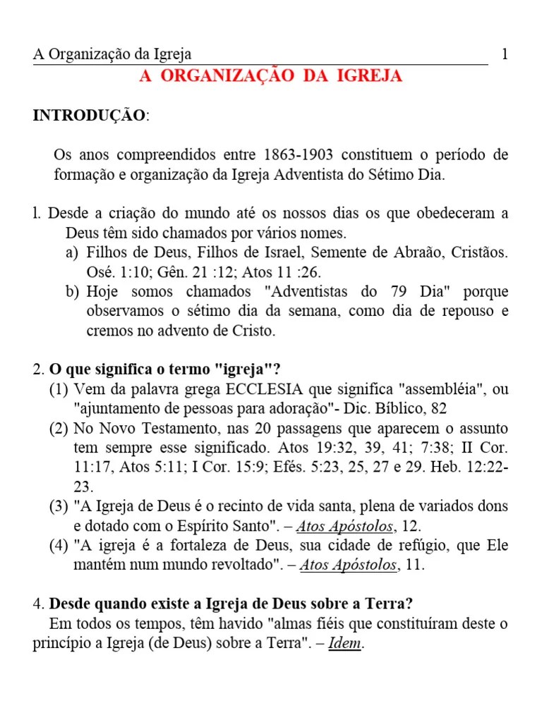 05 A Organização Da Igreja | PDF | Igreja Adventista Do Sétimo Dia | Igreja Cristã