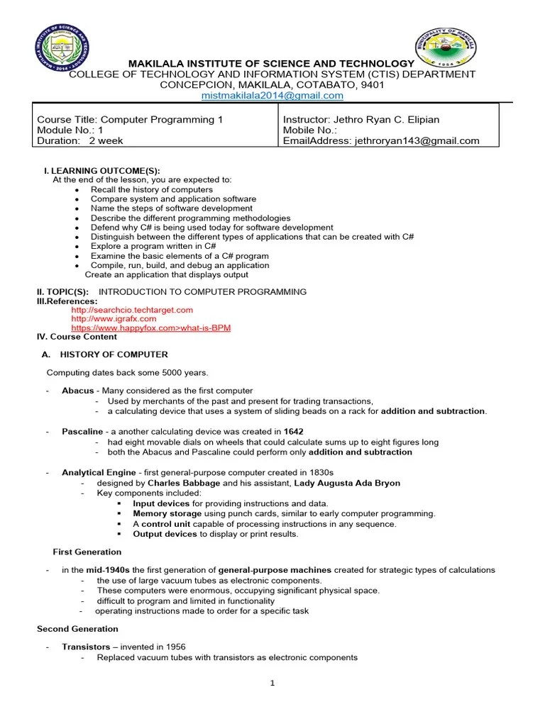 CC102 Module 1 | PDF | Programming Language | Computer Programming