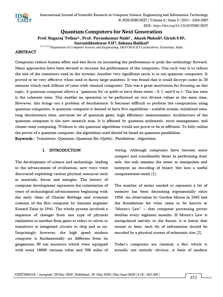 Quantum Computers For Next Generation | PDF | Quantum Computing ...