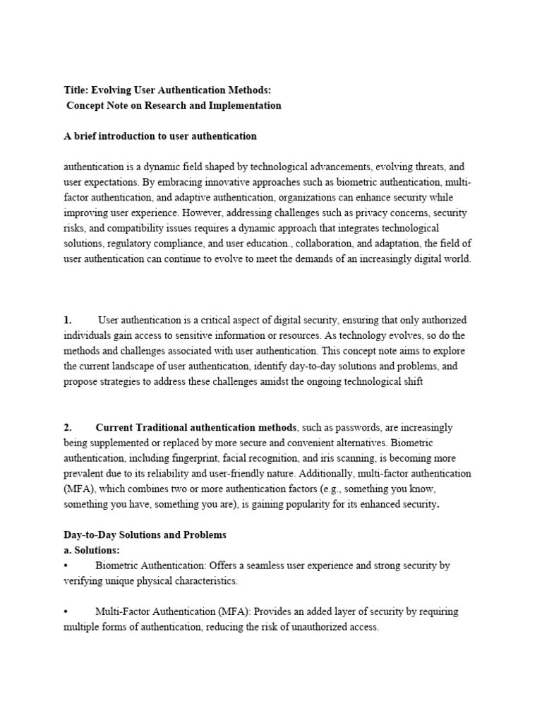 User Authentication And Access Control Mechanism | PDF | Authentication ...